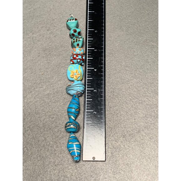 Handmade Blue & Teal Lampwork Glass Beads Assorted Set of 10 - Picture 2 of 7
